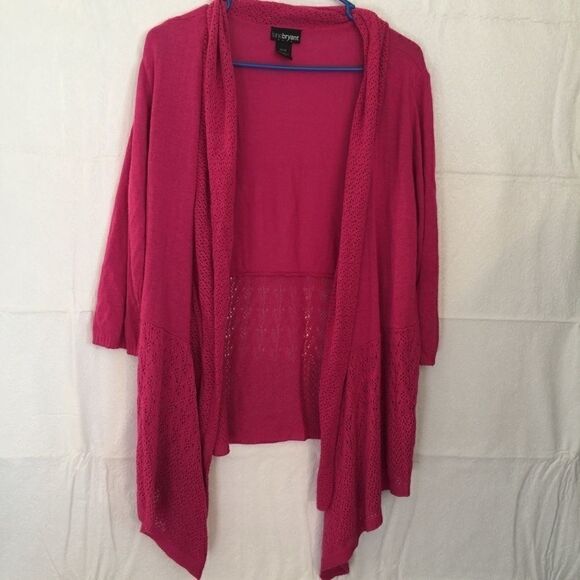 Lane Bryant Pink Knit bottom open cardigan - Picture 1 of 5
